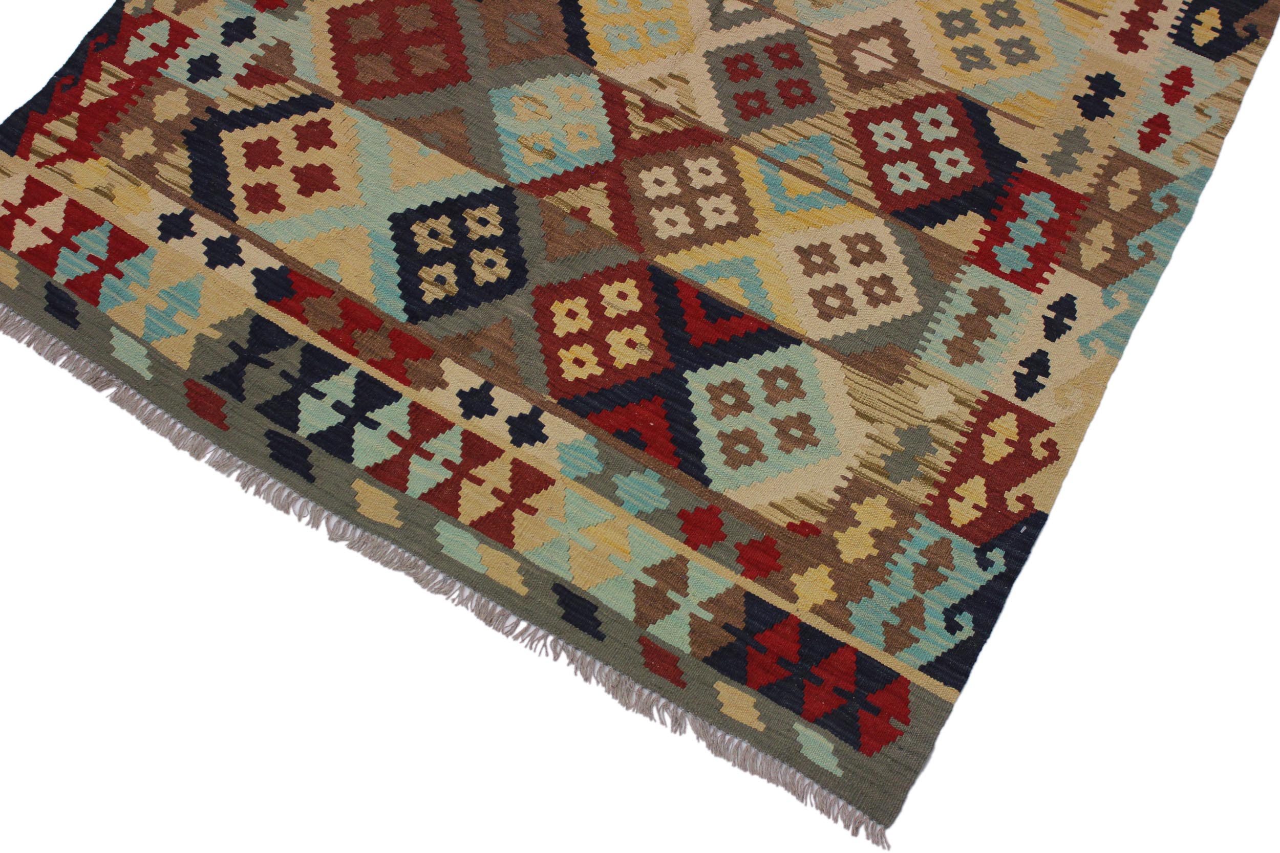 handmade Geometric Kilim Beige Red Hand-Woven RECTANGLE 100% WOOL area rug 5 x 7