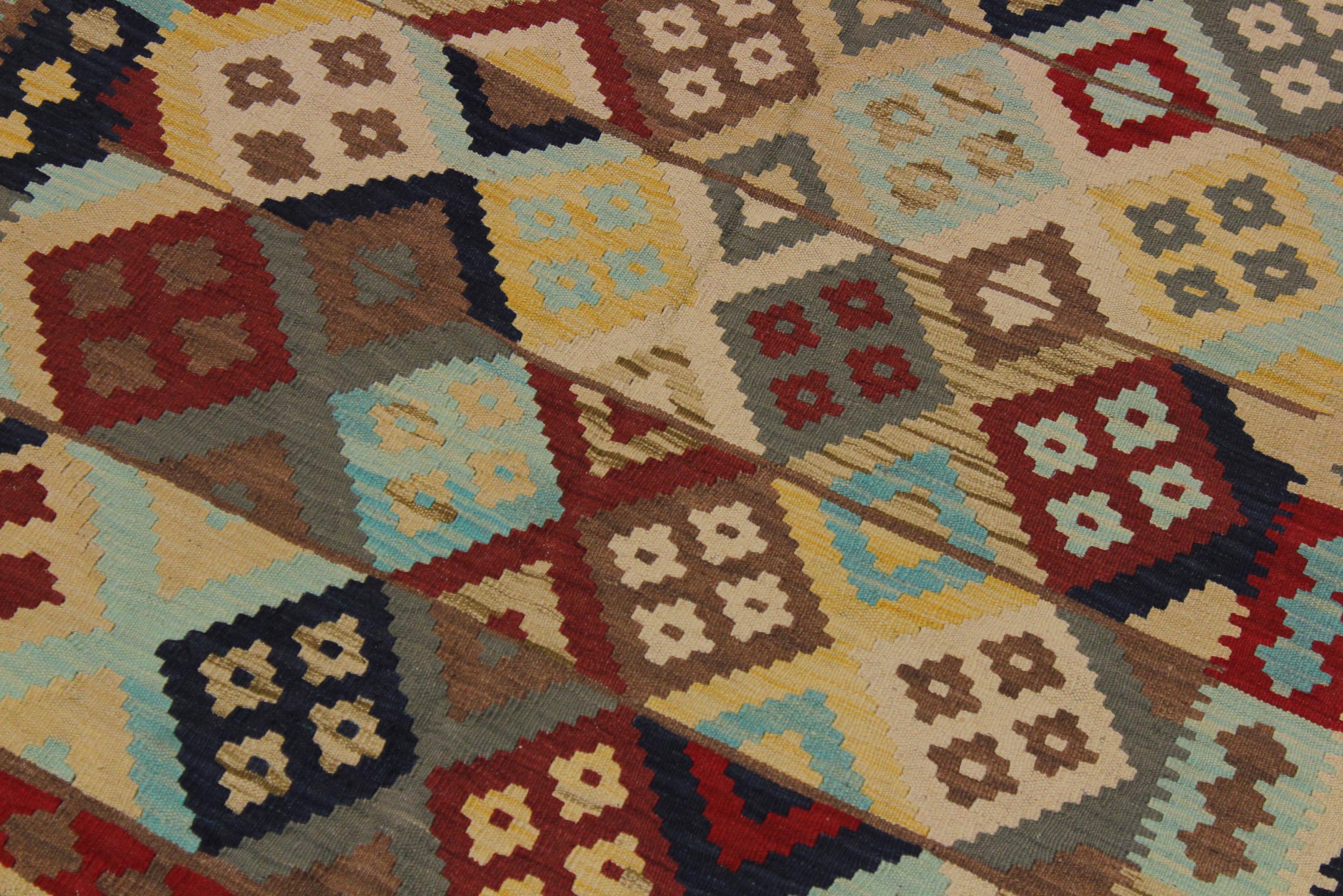 handmade Geometric Kilim Beige Red Hand-Woven RECTANGLE 100% WOOL area rug 5 x 7