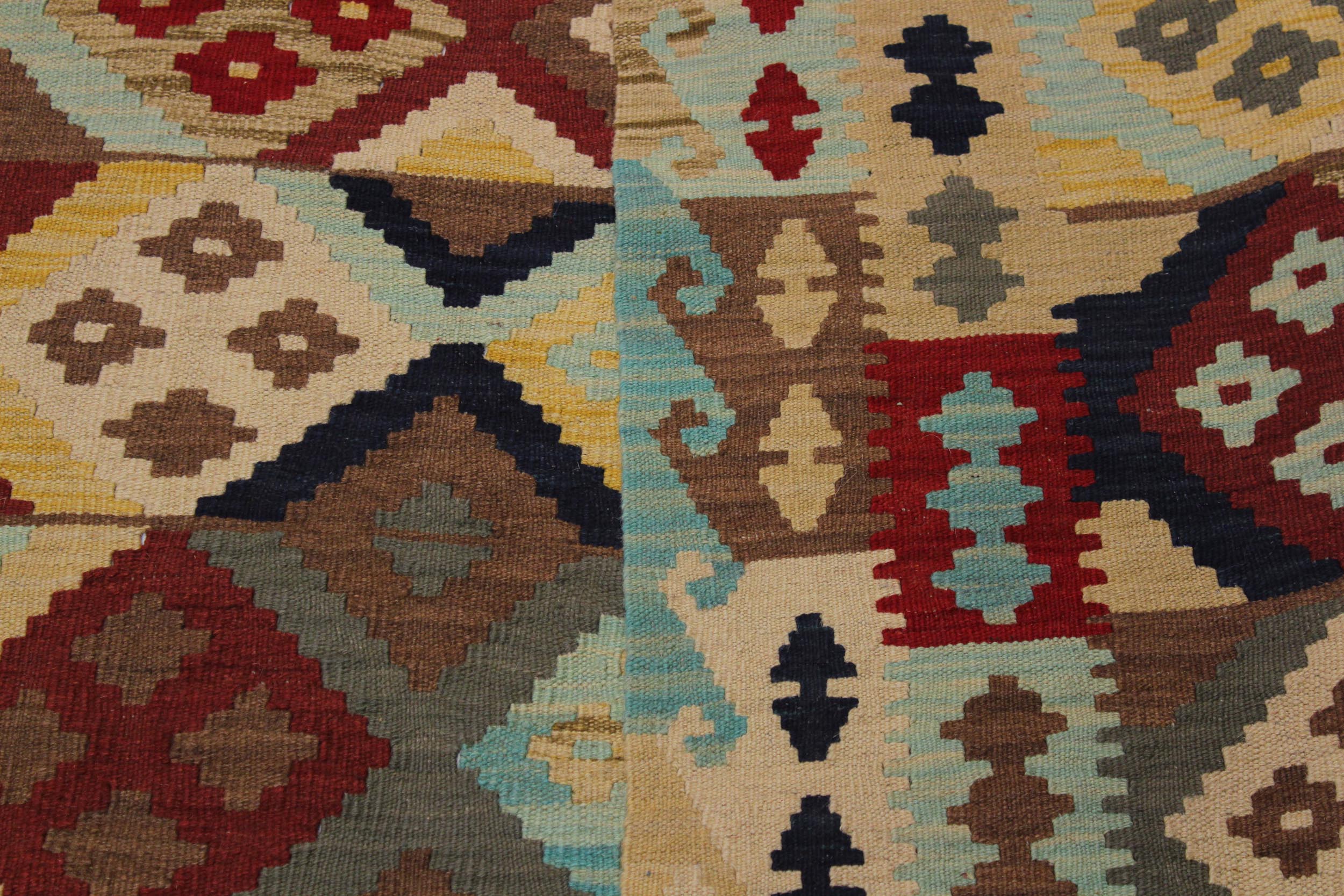 handmade Geometric Kilim Beige Red Hand-Woven RECTANGLE 100% WOOL area rug 5 x 7