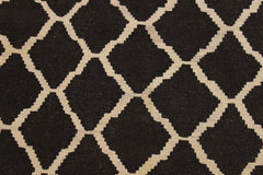 Flat Weave Kilim Antique Navaho Vintage handmade Modern Kilim Black Ivory Hand-Woven Rectangle 100% Wool Area Rug 7x10 