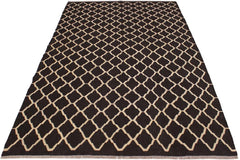 Flat Weave Kilim Antique Navaho Vintage handmade Modern Kilim Black Ivory Hand-Woven Rectangle 100% Wool Area Rug 7x10 