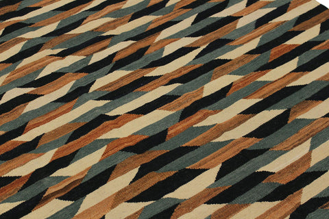 handmade Modern Kilim Ivory Drk. Blue Hand-Woven RECTANGLE 100% WOOL area rug 6x8