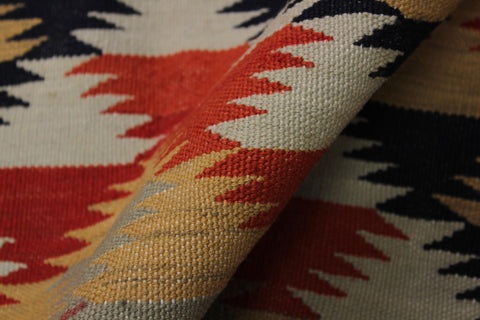 handmade Geometric Kilim Pink Rust Hand-Woven RECTANGLE 100% WOOL area rug 5 x 7