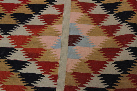 handmade Geometric Kilim Pink Rust Hand-Woven RECTANGLE 100% WOOL area rug 5 x 7