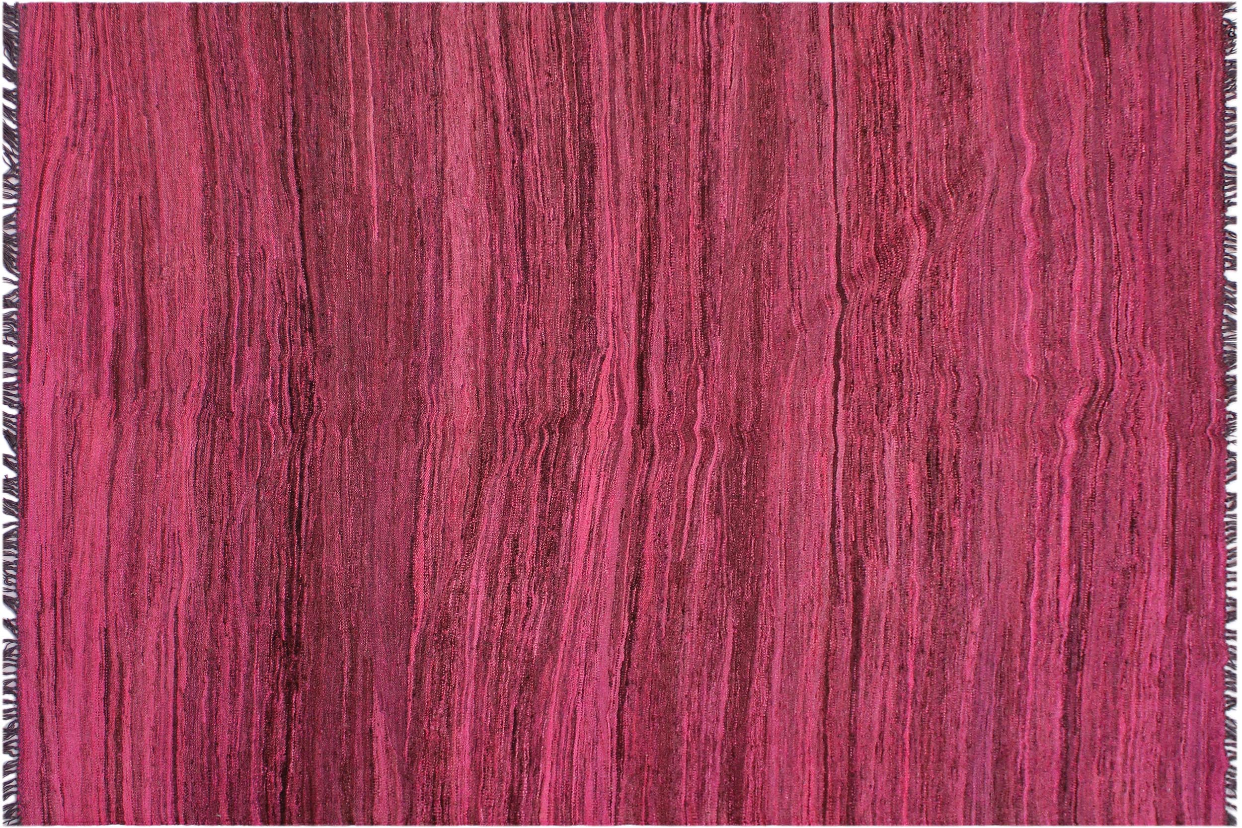 handmade Modern Kilim Pink Brown Hand-Woven RECTANGLE 100% WOOL area rug 6x8