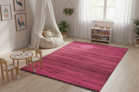 handmade Modern Kilim Pink Brown Hand-Woven RECTANGLE 100% WOOL area rug 6x8