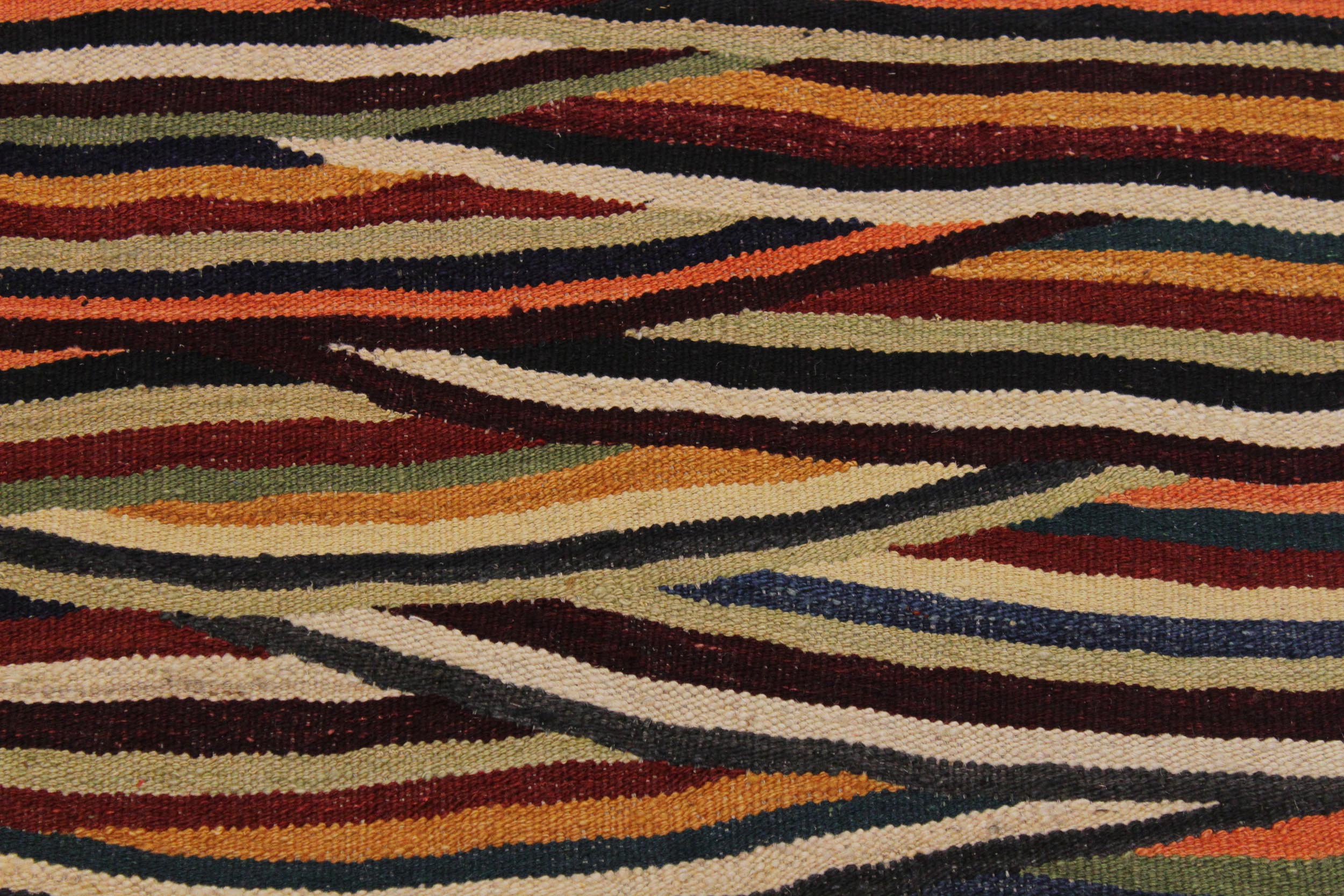 handmade Modern Kilim Tan Blue Hand-Woven RECTANGLE 100% WOOL area rug 3x4