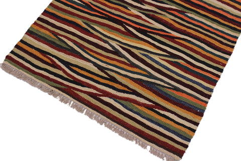 handmade Modern Kilim Tan Blue Hand-Woven RECTANGLE 100% WOOL area rug 3x4
