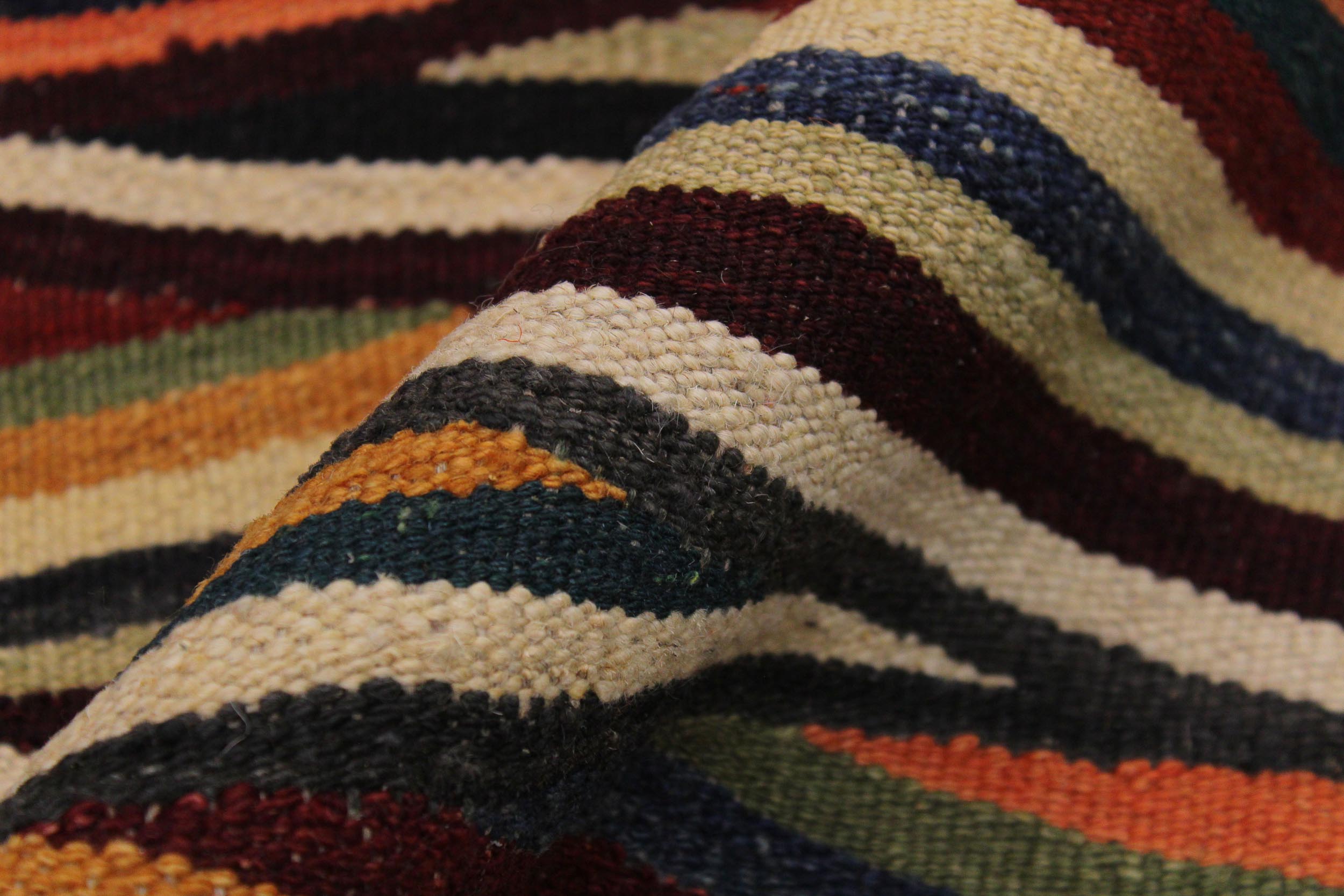 handmade Modern Kilim Tan Blue Hand-Woven RECTANGLE 100% WOOL area rug 3x4
