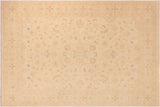 Eclectic Ziegler Pat Beige/Gold Hand-Knotted Wool Rug - 9'9'' x 12'8''