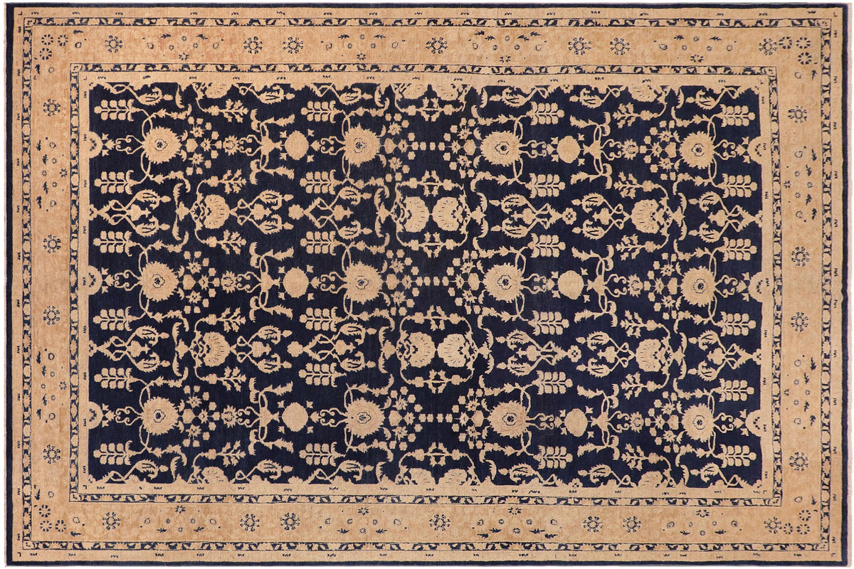 handmade Transitional Kafkaz Blue Brown Hand Knotted RECTANGLE 100% WOOL area rug 10' x 15'