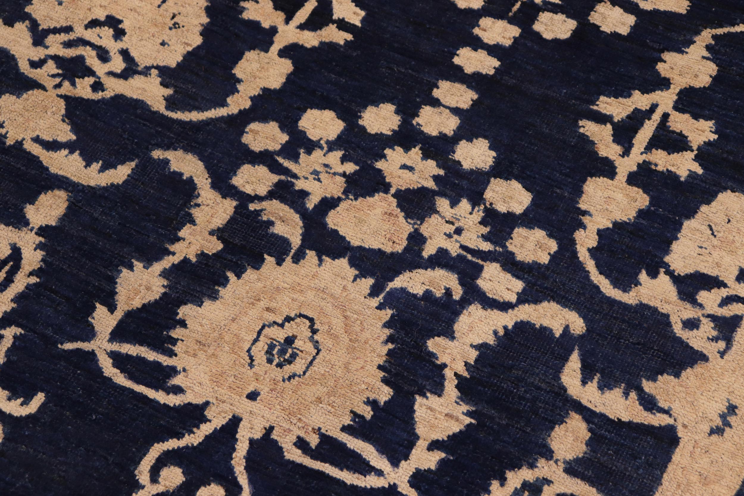 handmade Transitional Kafkaz Blue Brown Hand Knotted RECTANGLE 100% WOOL area rug 10' x 15'
