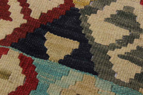 handmade Geometric Kilim Beige Red Hand-Woven RECTANGLE 100% WOOL area rug 5 x 7