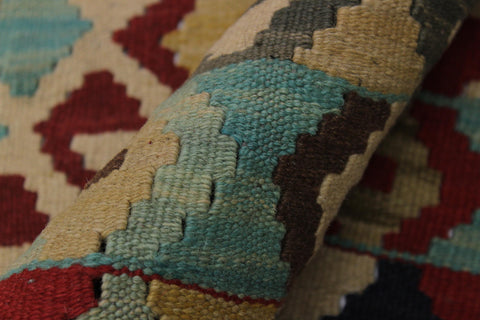 handmade Geometric Kilim Beige Red Hand-Woven RECTANGLE 100% WOOL area rug 5 x 7