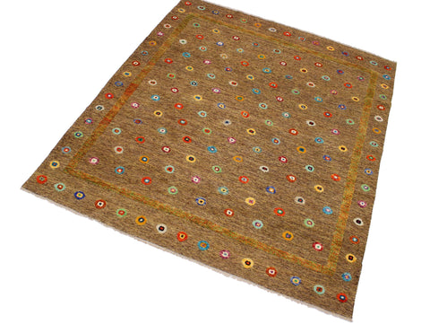 handmade Geometric Moroccan Hi Brown Gold Hand Knotted RECTANGLE 100% WOOL area rug 8' x 10'