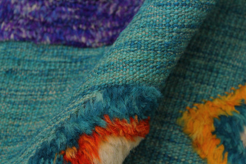 handmade Geometric Moroccan Hi Green Blue Hand Knotted RECTANGLE 100% WOOL area rug 10' x 13'