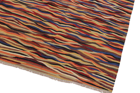 handmade Modern Kilim Beige Blue Hand-Woven RECTANGLE 100% WOOL area rug 8x10