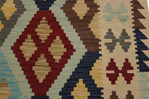 handmade Geometric Kilim Ivory Brown Hand-Woven RECTANGLE 100% WOOL area rug 5 x 7