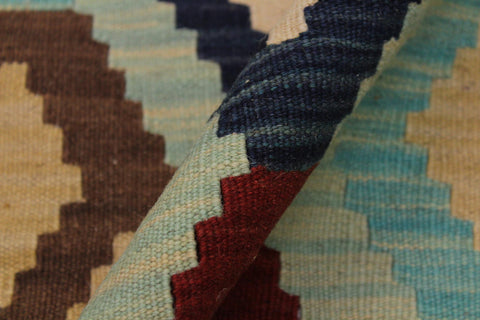handmade Geometric Kilim Ivory Brown Hand-Woven RECTANGLE 100% WOOL area rug 5 x 7