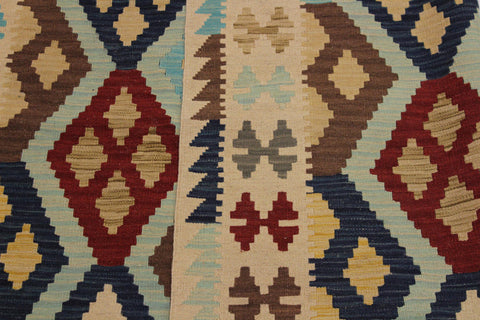 handmade Geometric Kilim Ivory Brown Hand-Woven RECTANGLE 100% WOOL area rug 5 x 7