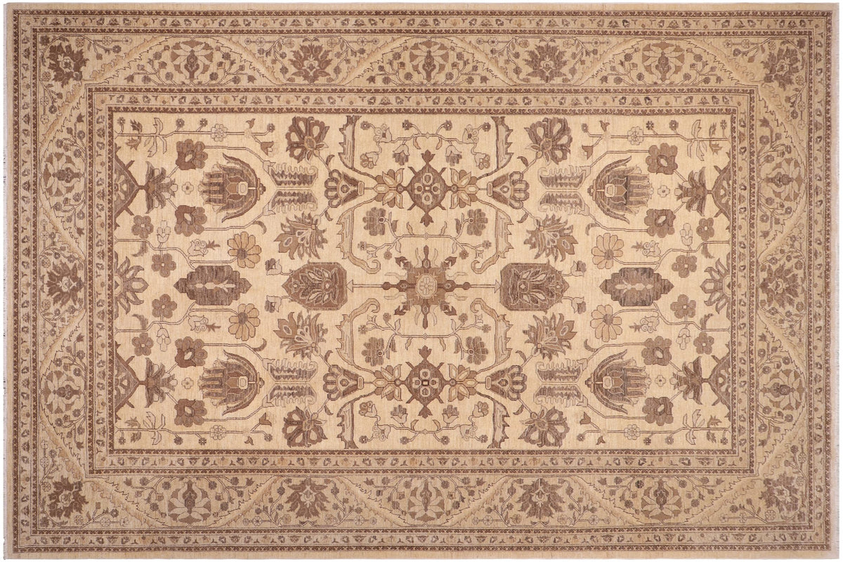 handmade Transitional Kafkaz Beige Tan Hand Knotted RECTANGLE 100% WOOL area rug 10' x 14'