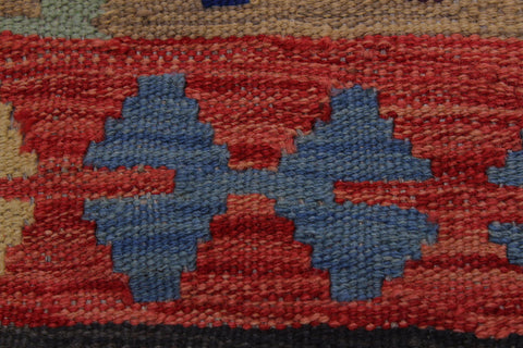 handmade Geometric Kilim Beige Blue Hand-Woven RECTANGLE 100% WOOL area rug 6 x 8