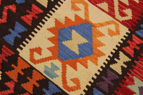 handmade Geometric Kilim Brown Rust Hand-Woven RECTANGLE 100% WOOL area rug 9 x 10