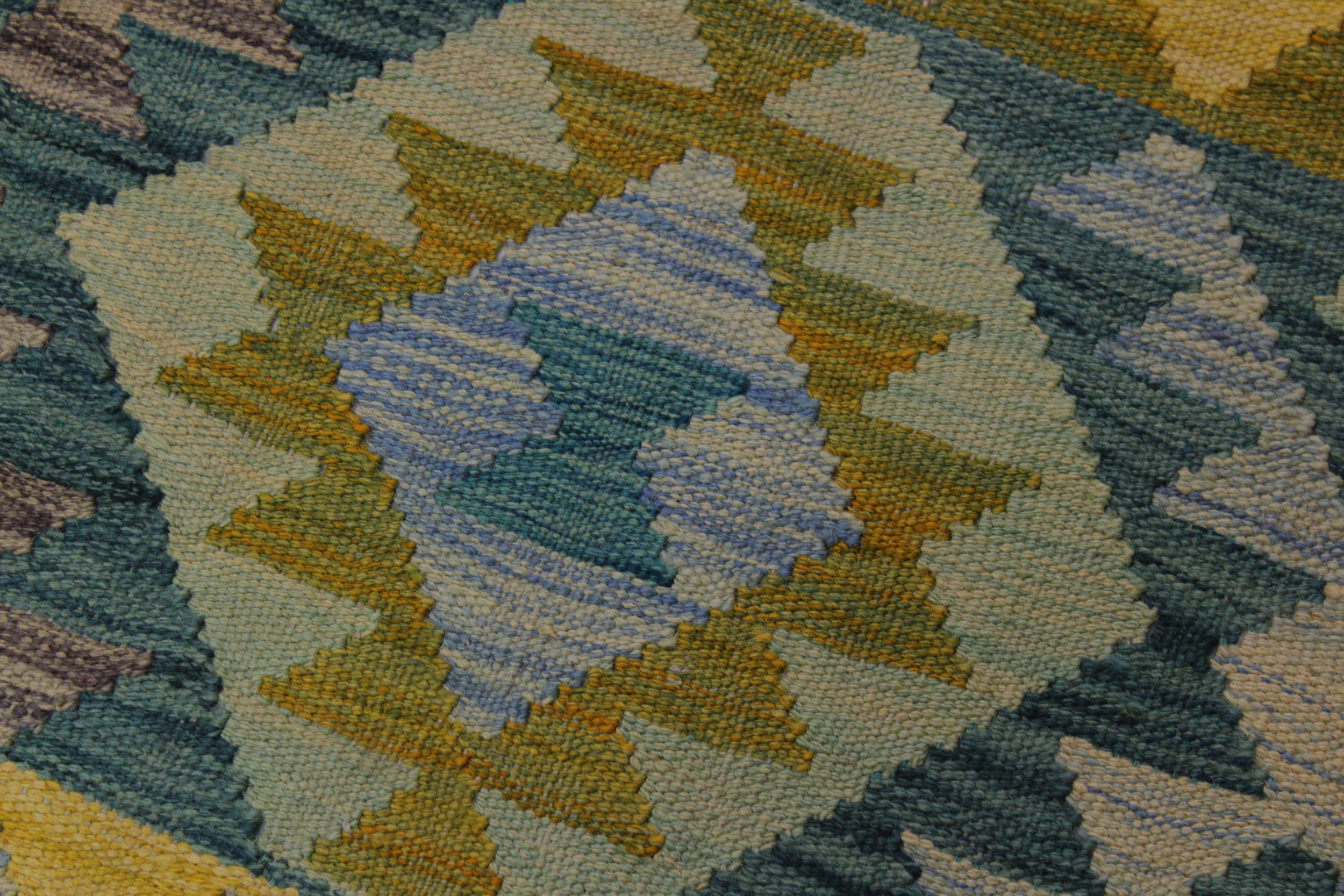 handmade Geometric Kilim Gray Blue Hand-Woven RECTANGLE 100% WOOL area rug 5 x 7