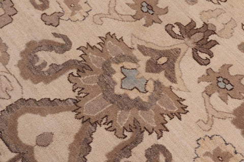 handmade Transitional Kafkaz Ivory Tan Hand Knotted RECTANGLE 100% WOOL area rug 10' x 14'