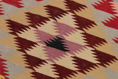 handmade Modern Kilim Gray Red Hand-Woven RECTANGLE 100% WOOL area rug 5 x 6