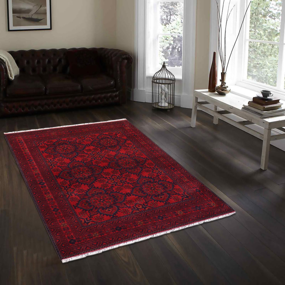 handmade Tribal Biljik Khal Mohammadi Red Blue Hand Knotted RECTANGLE 100% WOOL area rug 5x7