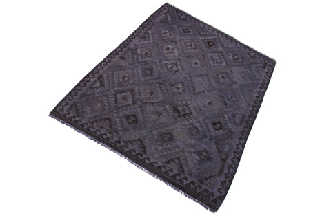 handmade Modern Kilim Gray Brown Hand-Woven RECTANGLE 100% WOOL area rug 6 x 8