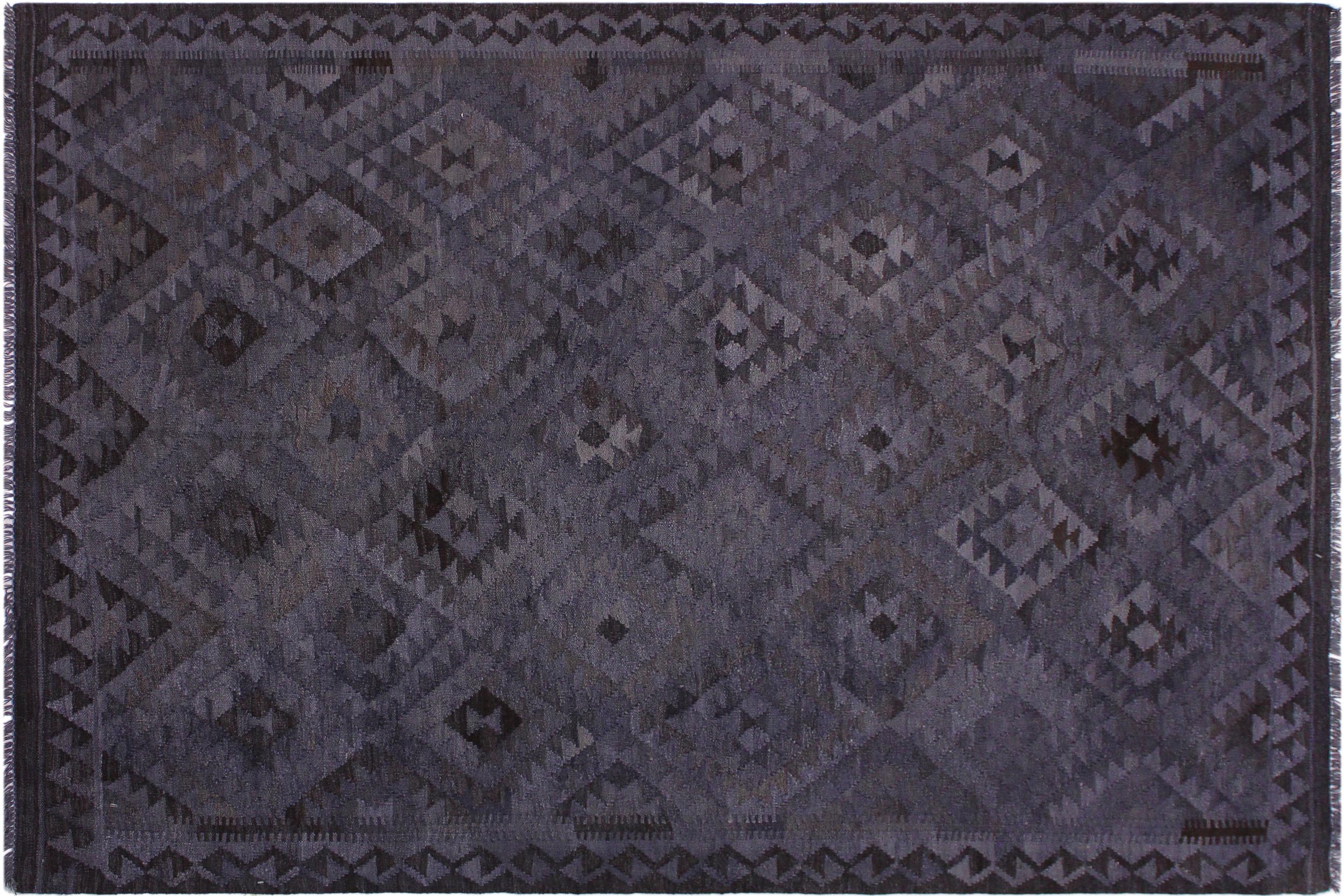 handmade Modern Kilim Gray Brown Hand-Woven RECTANGLE 100% WOOL area rug 6 x 8