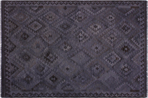 handmade Modern Kilim Gray Brown Hand-Woven RECTANGLE 100% WOOL area rug 6 x 8