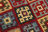Flat Weave Kilim, Antique, Navaho, Vintage, Handmade, Geometric Kilim Red Beige Hand-Woven Rectangle 100% Wool Area Rug 4 x 6