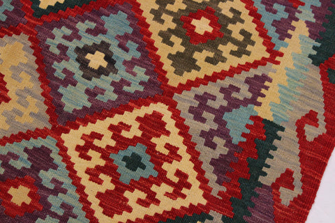 handmade Geometric Kilim Red Beige Hand-Woven RECTANGLE 100% WOOL area rug 4 x 6