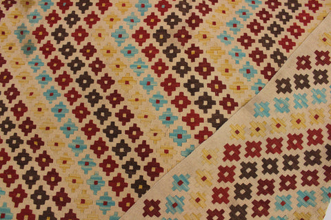 handmade Modern Kilim Tan Red Hand-Woven RECTANGLE 100% WOOL area rug 5x7