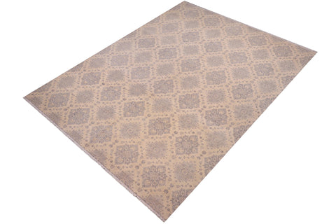 handmade Modern Kafkaz Lt. Blue Ivory Hand Knotted RECTANGLE WOOL&SILK area rug 10' x 14'