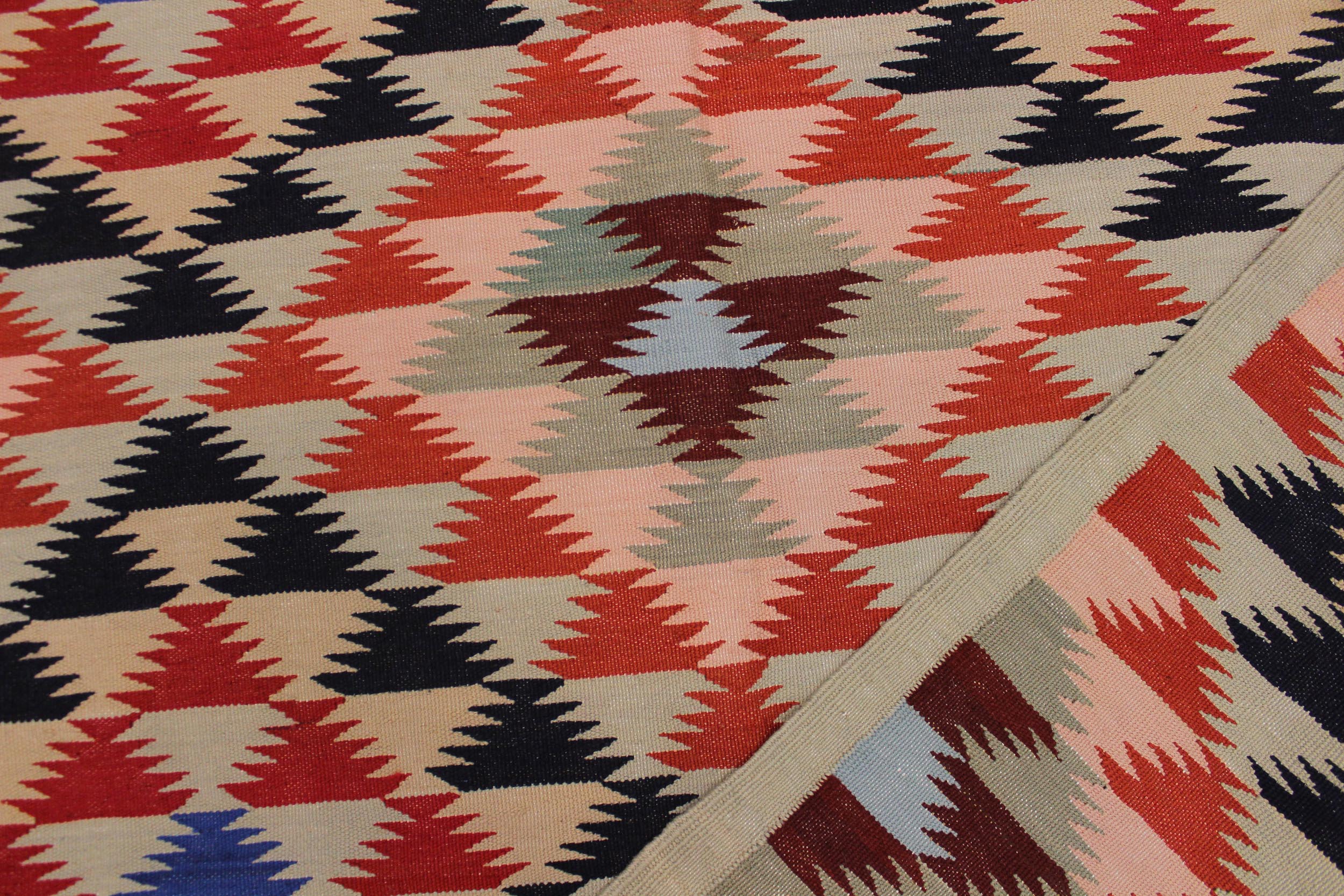 handmade Geometric Kilim Gray Black Hand-Woven RECTANGLE 100% WOOL area rug 5 x 7