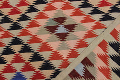 Flat Weave Kilim Antique Navaho Vintage handmade Modern Kilim Gray Black Hand-Woven Rectangle 100% Wool Area Rug 5x7 