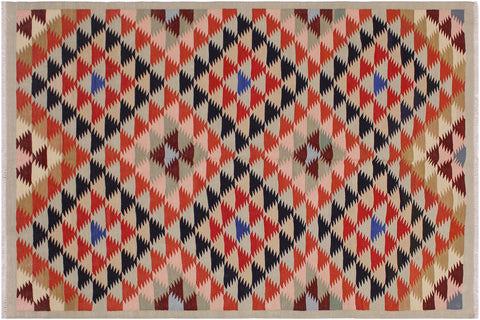 handmade Geometric Kilim Gray Black Hand-Woven RECTANGLE 100% WOOL area rug 5 x 7