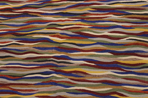 handmade Modern Kilim Red Blue Hand-Woven RECTANGLE 100% WOOL area rug 5x7