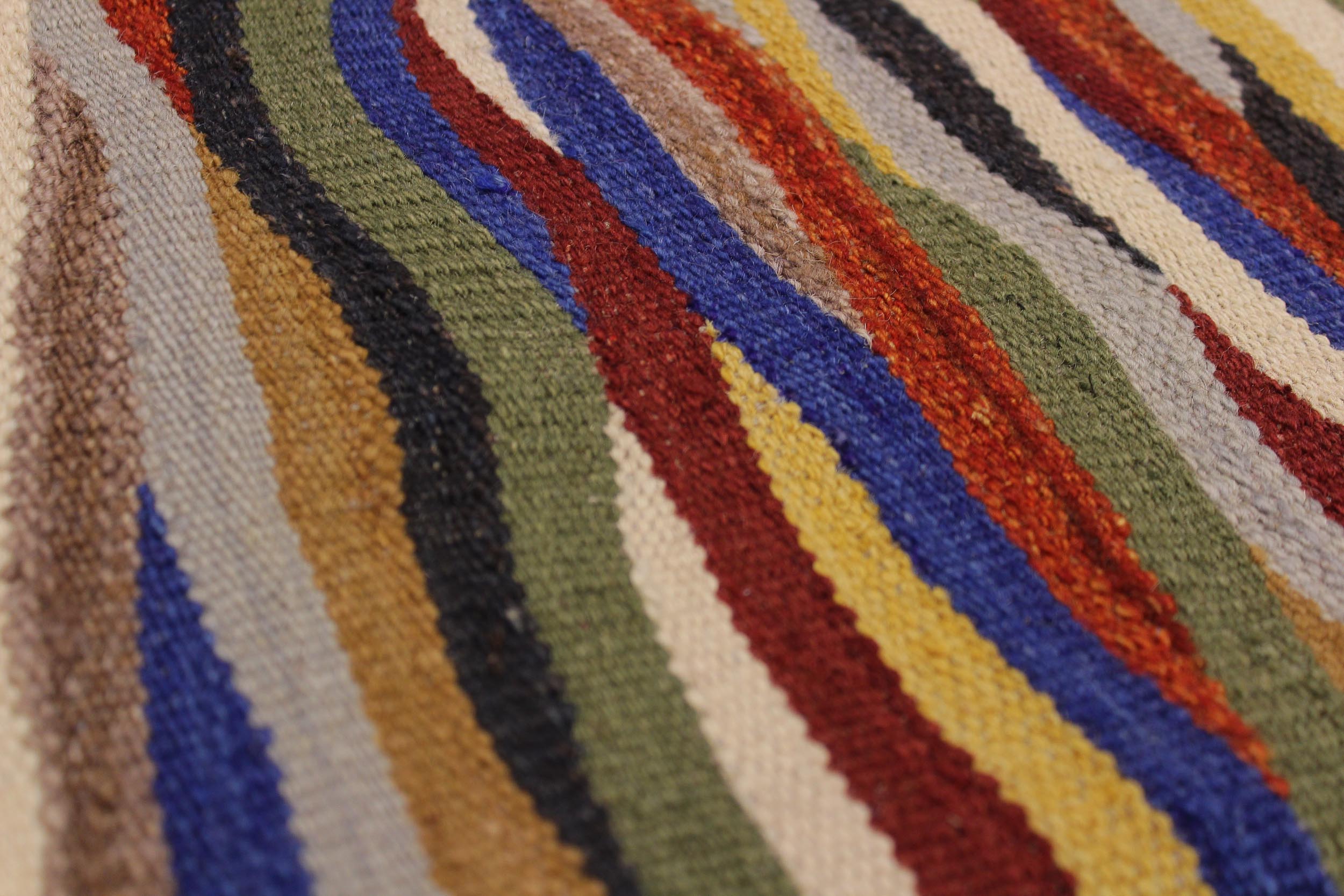 handmade Modern Kilim Red Blue Hand-Woven RECTANGLE 100% WOOL area rug 5x7