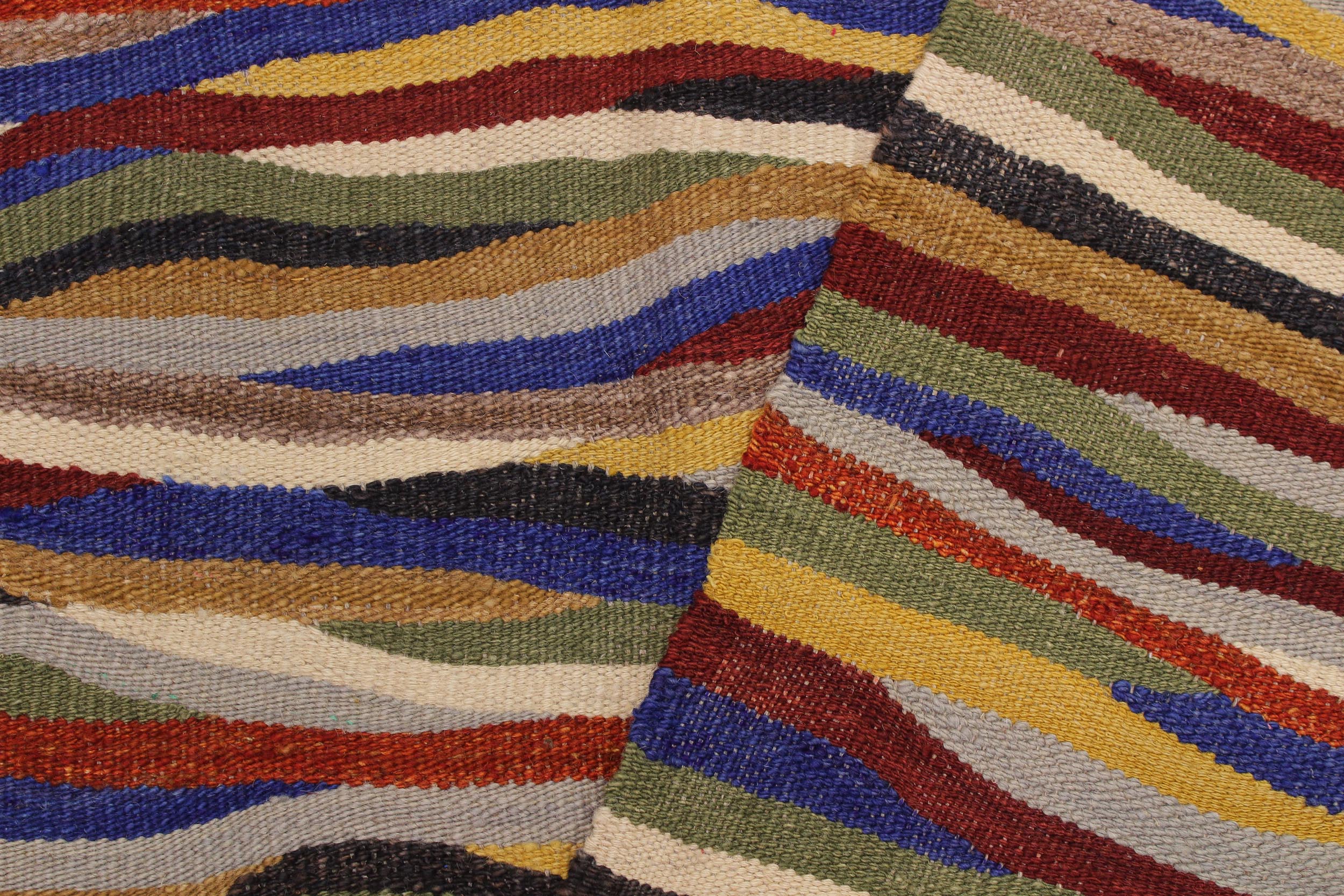 handmade Modern Kilim Red Blue Hand-Woven RECTANGLE 100% WOOL area rug 5x7