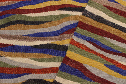 handmade Modern Kilim Red Blue Hand-Woven RECTANGLE 100% WOOL area rug 5x7