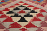 Flat Weave Kilim Antique Navaho Vintage handmade Modern Kilim Gray Pink Hand-Woven Rectangle 100% Wool Area Rug 5x6 