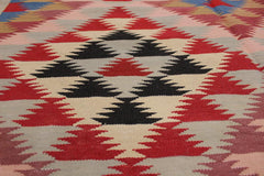 Flat Weave Kilim Antique Navaho Vintage handmade Modern Kilim Gray Pink Hand-Woven Rectangle 100% Wool Area Rug 5x6 