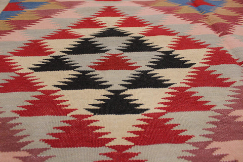 handmade Modern Kilim Gray Pink Hand-Woven RECTANGLE 100% WOOL area rug 5 x 6