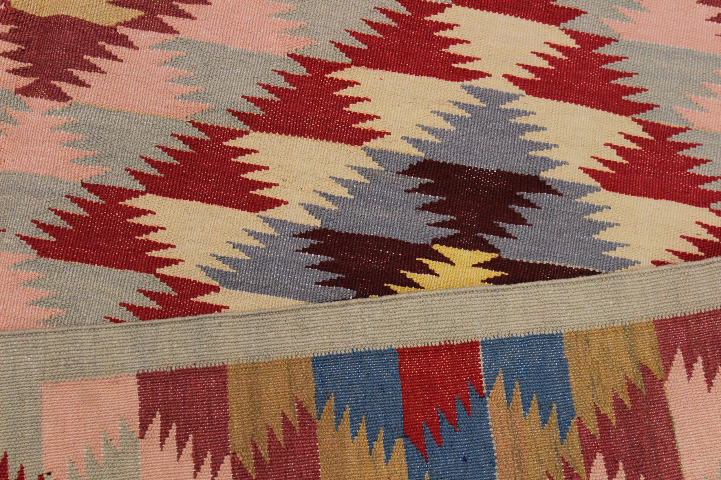 handmade Modern Kilim Gray Pink Hand-Woven RECTANGLE 100% WOOL area rug 5 x 6