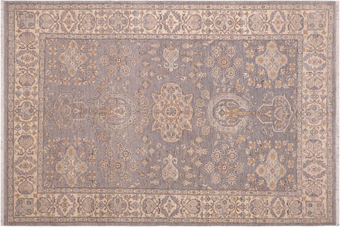 handmade Traditional Kafkaz Gray Beige Hand Knotted RECTANGLE 100% WOOL area rug 6x9